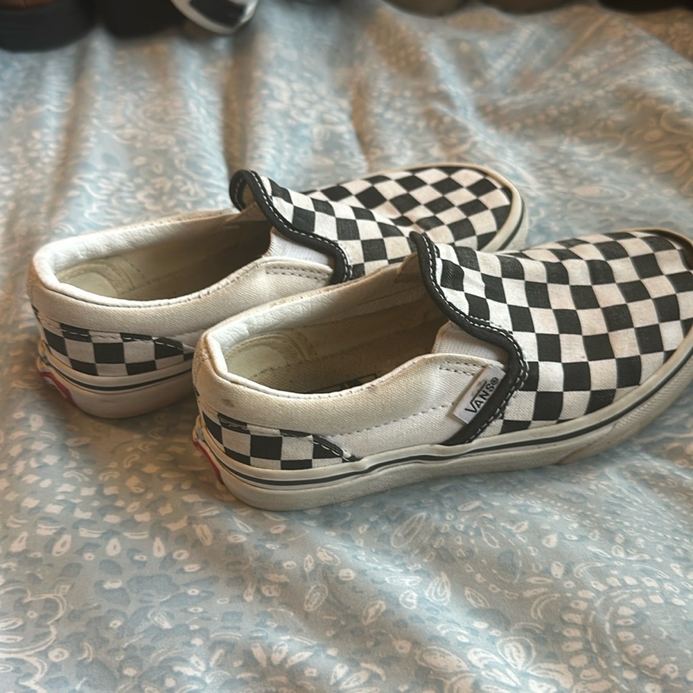 Kids Vans slip-on, classic checkered US size child 12